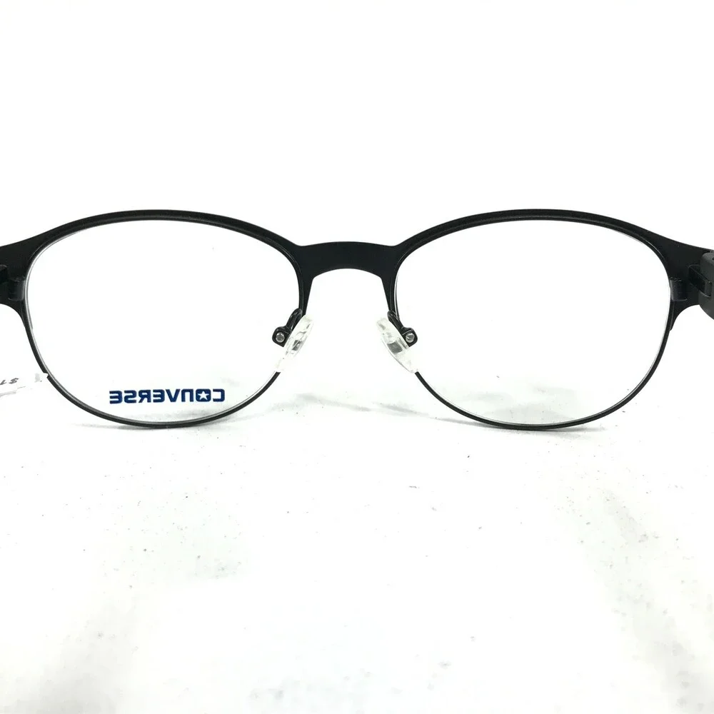 Converse Eyeglasses Frames Q030 BLACK Round Horn Rim Side Logos 49-17-135
